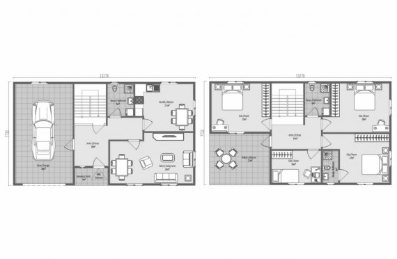 206 m2 Modernes Doppelhaus Fertighaus "Double"