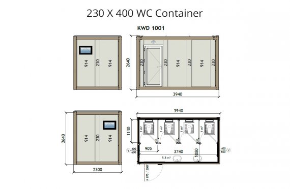 KW4 230X400 WC-Container Baustelle | Dusch Container