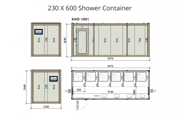 KW6 230X600 Toilettencontainer