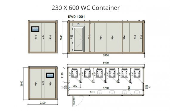KW6 230X600 Toilettenkabine