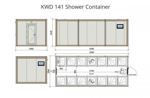 KWD 141 Sanitärcontainer mit Dusche und WC
