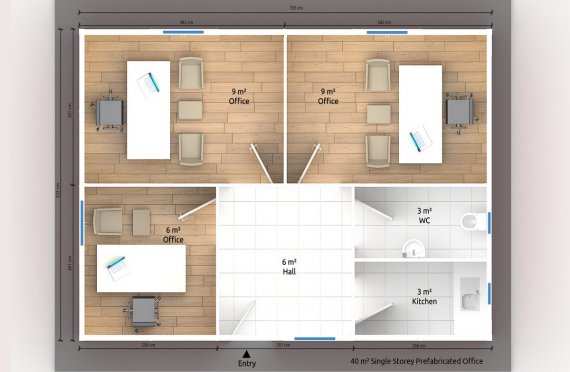 Modulare Büroräume | Effizient und kostengünstig 40 m²