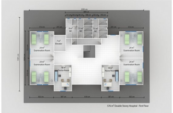 Krankenhaus Modulbauweise - Top-Qualität 576 M²