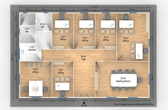 Mobiles Büro | Kostengünstig Büroraum Schaffen 136 m²
