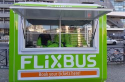 Flixbuss ticket booths in France from Karmod
